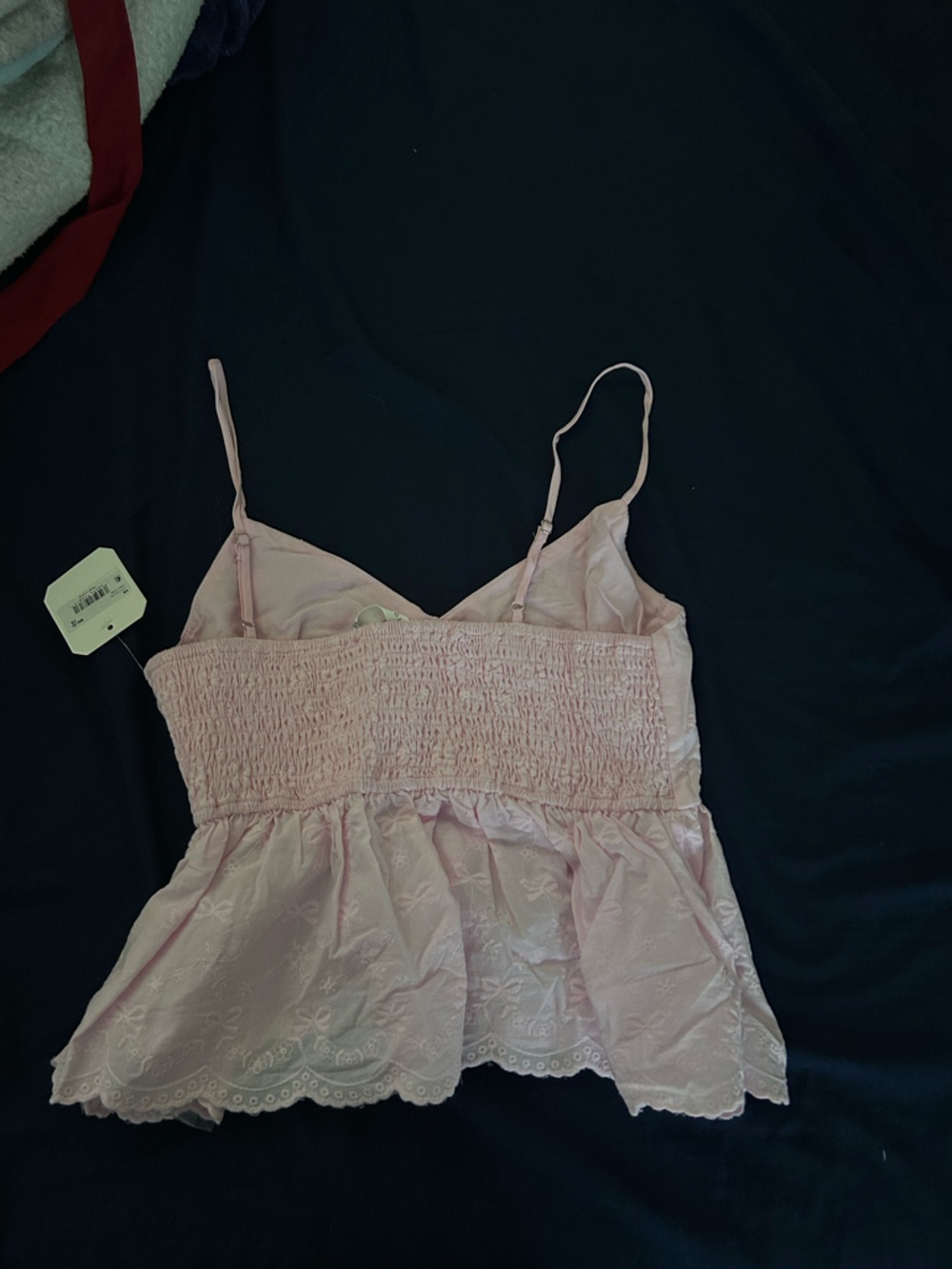 Altar'd State Pale Pink Smocked Satin Chemise Top